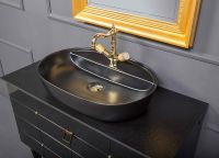 Тумба под раковину Boheme Armadi Art Vallessi Avangarde Piazza 100 841-100-BG подвесная Черный глянец Золото — фото 11, Мебель для ванной