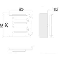 Водяной полотенцесушитель Terminus Фокстрот (1) 500x500 4620768881282 с полкой Хром, боковое подключение, G 1" НР — фото 3, Водяные полотенцесушители