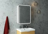 Зеркальный шкаф Art&Max Platino AM-Pla-600-800-1D-L-DS-F с подсветкой с сенсорным выключателем Белый — фото 9, Мебель для ванной