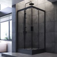 Душевой уголок AM.PM Gem 90х90 W90G-403-090BT профиль Черный матовый стекло прозрачное — фото 1, Квадратные душевые уголки