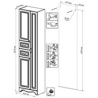 Шкаф пенал Бриклаер Анна 52 с бельевой корзиной Белый глянцевый арт-4627125411410 — фото 9, Пеналы для ванной комнаты