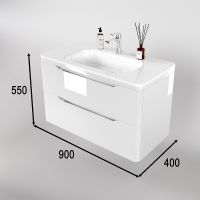 Тумба под раковину Style Line Марелла 90 Люкс Plus подвесная Белый глянец антискрейтч арт-СС-00002414 — фото 7, Тумбы под раковину