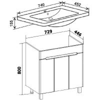 Тумба под раковину Runo Парма 75 00-00001040 Белая — фото 6, Тумбы под раковину