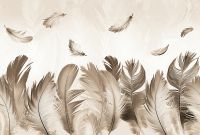 Фреска Ortograf Levity 33361 Фактура бархат FX Флизелин (4*2,7) Бежевый, Перья — фото 2, Фрески