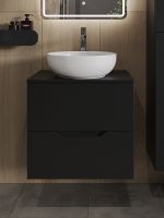 Тумба с раковиной Orange Line 60 Li-60TubMDF+B07-420W подвесная Черная матовая — фото 3, Мебель для ванной