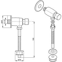 Товар: Смывное устройство для писсуара Kaiser U001 Хром - фото 2 Смывное устройство для писсуара Kaiser U001 Хром — фото 2, Комплектующие для душевого оборудования