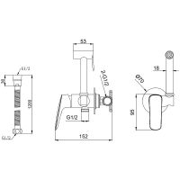 Гигиенический душ со смесителем Aquatek Вега AQ1019MB Черный матовый — фото 2, Гигиенические души