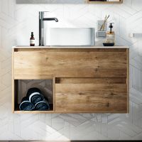 Тумба с раковиной STWORKI Карлстад 90 427826 подвесная Дуб рустикальный — фото 2, Мебель для ванной