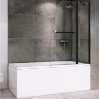 Шторка на ванну Abber Ewiges Wasser AG50100B профиль Черный стекло прозрачное — фото 1, Шторки для ванной распашные