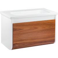 Тумба под раковину Veedi Vision 80 VSN800T-CR подвесная Дуб орех Белая — фото 1, Мебель для ванной