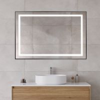 Зеркало BelBagno Kraft 120 SPC-KRAFT-1200-800-SENS-NERO с подсветкой Черное с сенсорным выключателем — фото 2, Зеркала в ванную комнату