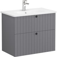 Тумба с раковиной Vitra Root Groove 80 69438 подвесная Серая матовая — фото 1, Тумбы с раковиной