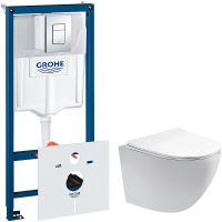 Комплект унитаза Aquatek Европа AQ1900-00 с инсталляцией Grohe Rapid SL 38775001 с сиденьем Микролифт и клавишей смыва Хром — фото 1, Комплекты унитаз + инсталляция