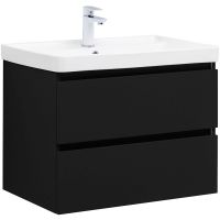 Тумба под раковину Aquanet Вега 2.0 70 337954 подвесная Черная матовая — фото 1, Тумбы под раковину