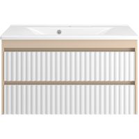 Товар: Тумба с раковиной Brevita Balaton 100 УТ000023726 подвесная Белая матовая Бежевая матовая - фото 2 Тумба с раковиной Brevita Balaton 100 УТ000023726 подвесная Белая матовая Бежевая матовая — фото 2, Мебель для ванной