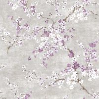 Обои Andrea Rossi Nisida 54320-1 Винил на флизилине (1,06*10) Серый/Сиреневый, Цветы — фото 1, Обои для стен