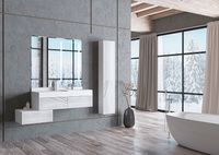 Подвесной шкаф Aquaton Сакура 33 R 1A220803SKW8R Ольха наварра Белый глянец — фото 4, Шкафы для ванной