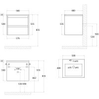 Тумба под раковину Art&Max Family-580-2C-SO-BL подвесная Белый глянец — фото 4, Мебель для ванной