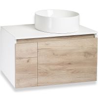 Тумба под раковину Runo Бари 80 00-00001375 подвесная Крафт дуб Белая — фото 4, Тумбы под раковину