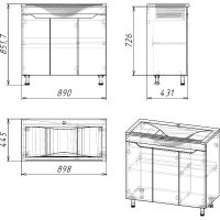 Товар: Тумба под раковину Stella Polar Абигель 90 SP-00001126 Серая Цемент - фото 4 Тумба под раковину Stella Polar Абигель 90 SP-00001126 Серая Цемент — фото 4, Мебель для ванной