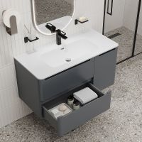 Тумба с раковиной Iddis Edifice 100 EDI10D0i95K подвесная Темно-серая — фото 7, Мебель для ванной