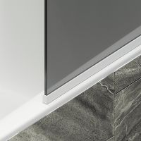 Шторка на ванну Maybah Glass MGV-152-1у 740x1400 в узком профиле Белый стекло графитовое — фото 6, Неподвижные шторки для ванной