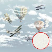 Фреска детская Ortograf Для самых маленьких 32904 Фактура флок FLK Флизелин (2,7*2,7) Голубой/Разноцветный, Самолеты/Воздушные шары — фото 1, Фрески