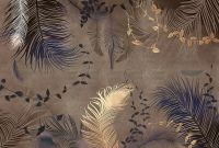 Фреска Ortograf Levity 33354 Фактура флок FLK Флизелин (4*2,7) Коричневый/Синий, Листья/Перья — фото 2, Фрески