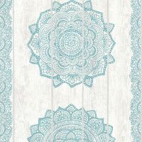 Обои AS Creation Boho Love 36462-4 Винил на флизелине (0,53*10,05) Бирюзовый/Серый, Орнамент — фото 1, Обои для стен