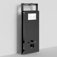 Инсталляция WasserKRAFT Salm 27TLT.010.ME.BL.WH01 для унитаза Черное стекло с Белой клавишей смыва — фото 1, Инсталляции для унитазов