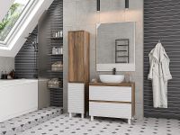 Шкаф пенал Brevita Dakota 35 L DAK-050350-19/01Л Белый матовый Дуб Галифакс олово — фото 10, Мебель для ванной