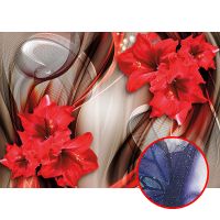 Фреска Ortograf 3D 6715 Фактура бархат серебро FX-S Флизелин (3,8*2,7) Серебряный/Красный, Цветы/Абстракция — фото 1, Фрески