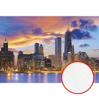 Фреска Ortograf Небоскребы 4133 Фактура бархат FX Флизелин (4*2,7) Синий/Оранжевый, Город — фото 1, Фрески