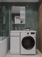 Тумба с раковиной Orange Sistema 100 L STK-40TUW+RAL с бельевой корзиной Белая — фото 5, Тумбы с раковиной