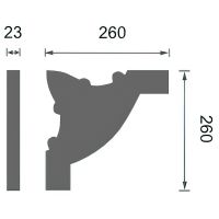 Угловой элемент молдинга Перфект AC255-11 23x260x260 мм — фото 3, Молдинги