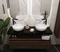 Товар: Столешница под раковину Boheme Armadi Art Flat 140 869-140-NM Черный мрамор - фото 3 Столешница под раковину Boheme Armadi Art Flat 140 869-140-NM Черный мрамор — фото 3, Раковины