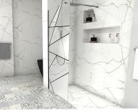 Душевая перегородка Ceruttispa Pick 90 PICK T90B 10378 профиль Черный матовый стекло узор матовый с прозрачным — фото 4, Душевые перегородки