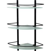 Стеклянная полка WasserKRAFT K-3133B угловая Черная — фото 1, Полки для ванной и душа