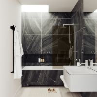 Шторка на ванну Maybah Glass MGV-71-5у 900x1400 в узком профиле Хром матовый стекло бронзовое — фото 2, Неподвижные шторки для ванной