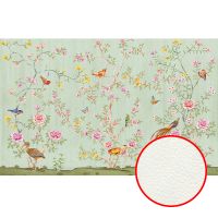Фреска Ortograf Flora 31270 Фактура флок FLK Флизелин (4,3*2,7) Зеленый/Разноцветный, Птицы/Цветы — фото 1, Фрески