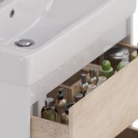 Тумба под раковину Lemark Combi 80 LM03C80T-dub подвесная Дуб кантри Белый глянец — фото 4, Мебель для ванной