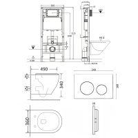 Комплект унитаза с инсталляцией Orange CI07-150W+APB100 с сиденьем Микролифт и клавишей смыва Хром глянцевый — фото 14, Комплекты унитаз + инсталляция