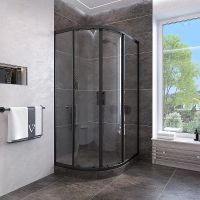 Душевой уголок Veconi Rovigo RV-107B 90x90 RV107B-90-01-C4 профиль Черный матовый стекло прозрачное — фото 2, Душевые уголки четверть круга