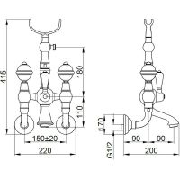 Смеситель для ванны Migliore Cristalia 18580 Бронза — фото 4, Смесители