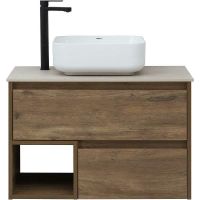 Тумба с раковиной STWORKI Карлстад 75 425257 подвесная Дуб рустикальный — фото 1, Мебель для ванной