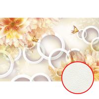 Фреска Ortograf 3D 6652 Фактура флок FLK Флизелин (3,3*2,1) Оранжевый/Белый, Цветы/Абстракция — фото 1, Фрески