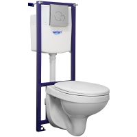 Комплект унитаза с инсталляцией Santeri Альфа 1.3815.9.S00.00B.0 с сиденьем и клавишей смыва Хром — фото 1, Комплекты унитаз + инсталляция