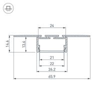 Профиль алюминиевый Arlight 033688 встраиваемый Серебристый — фото 3, Профили для светодиодных лент