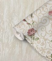 Обои Prima Italiana Colomba 80604 Винил на флизелине (1,06*10) Бежевый/Зеленый/Розовый, Вензель/Цветы — фото 4, Обои для стен