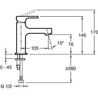 Смеситель для раковины Jacob Delafon Strayt Хром арт-E8919-CP — фото 5, Смесители для раковины